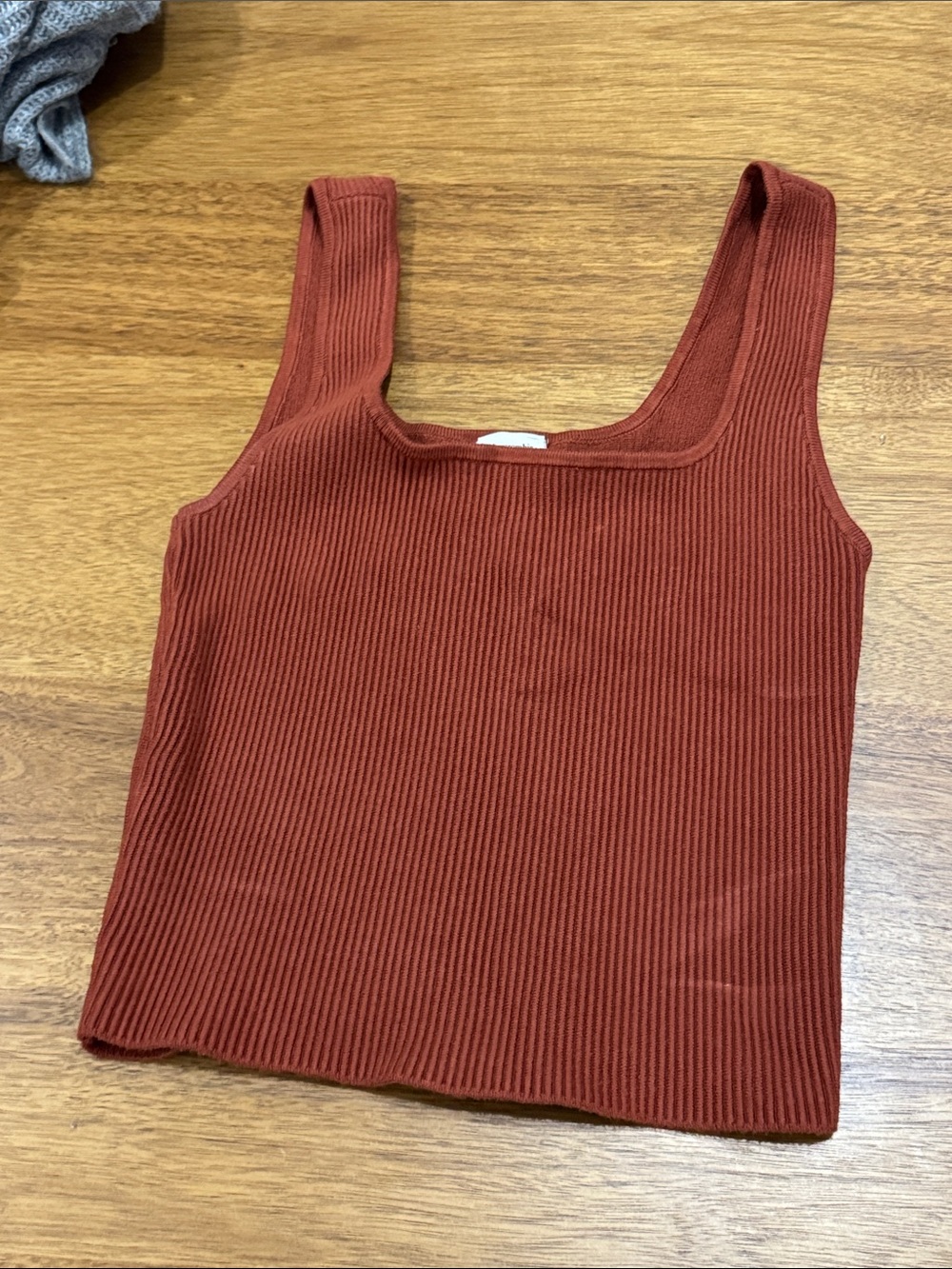 Abercrombie Ribbed Square Neck Tank Top - Rust Red